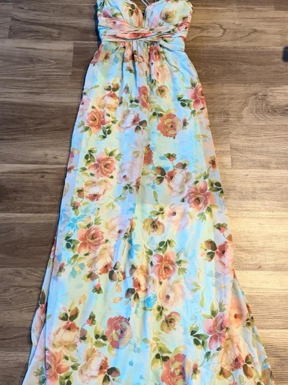 Betsy & Adam Light Blue Floral Maxi Skirt